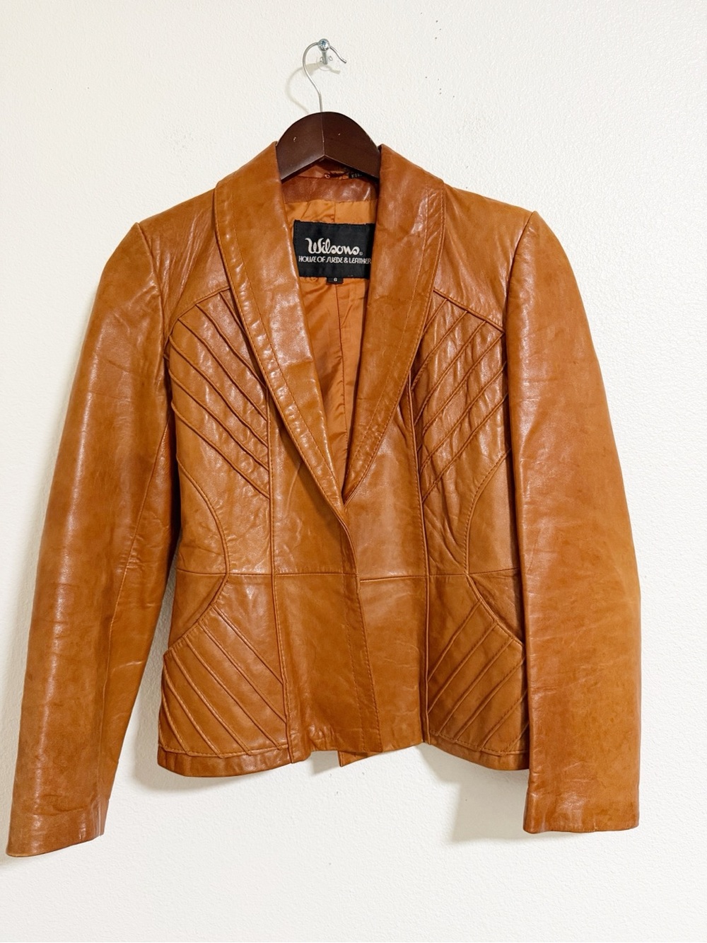Vintage 60s 70s Wilsons Leather Coat Cognac Brown Size S